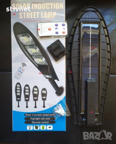 LED соларно улично осветление , силно осветяване + сензор движение + дистанционно 4 режима + стойка , снимка 5 - Лед осветление - 33114291