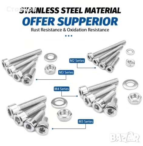 Комплект от гайки и болтове (880бр.), снимка 5 - Други машини и части - 53441578