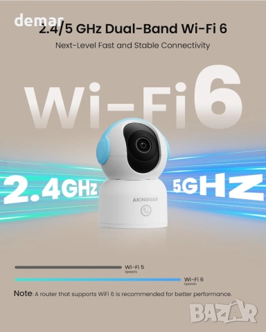 AKINGUAR 4K 8MP Безжична вътрешна камера, 2.4G/5GHz WiFi, 64GB карта, снимка 8 - IP камери - 51766588