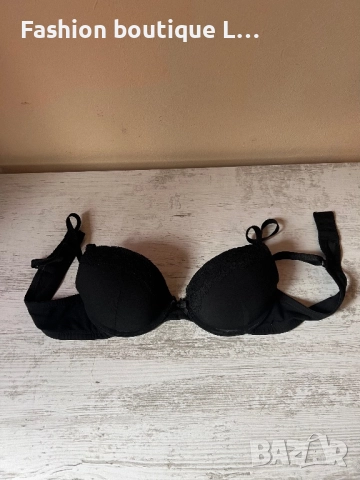 Черен памучен сутиен с дантела А чашка 🖤