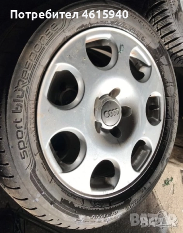 ОРИГИНАЛНИ 4бр алуминиеви джанти за AUDI АУДИ 5х112 + гуми 7мм грайфер 205/55/16 DOT 0318 