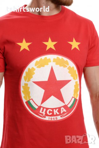 Нова мъжка тениска с дигитален печат на футболния отбор ЦСКА (CSKA) в червен цвят, снимка 2 - Тениски - 37663702