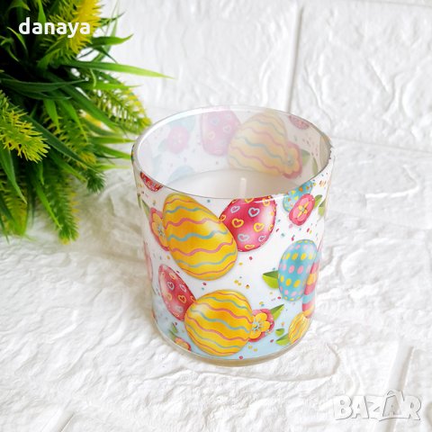 2107 Ароматна свещ в чаша Happy Easter, снимка 3 - Декорация за дома - 32665661