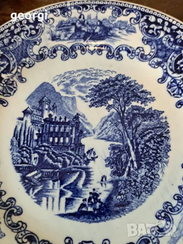 английска порцеланова чиния син порцелан    11/2, снимка 2 - Сервизи - 49059684