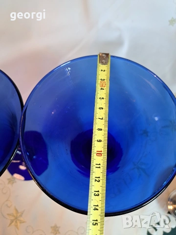 синя стъклена ваза кобалт 32/6, снимка 6 - Вази - 53254670