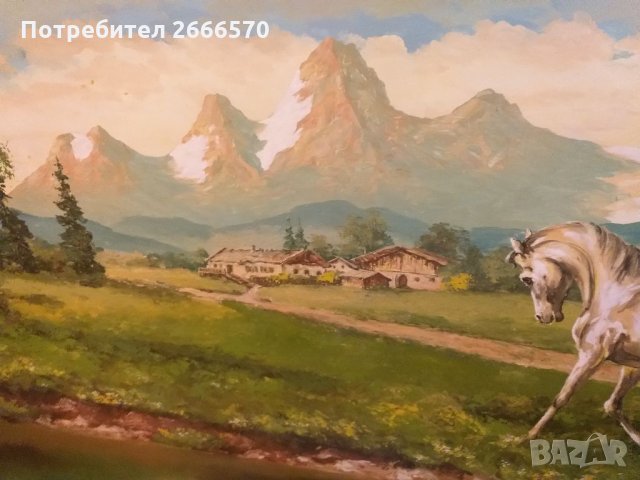 Стара огромна 3 метрова картина маслени бои с подпис, снимка 7 - Антикварни и старинни предмети - 35041708