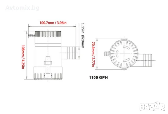 Отводнителна потопяема помпа, 12V, 1100GPH 3500GPH, снимка 4 - Аксесоари и консумативи - 49671728