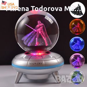 3D кристална топка LED,Goku,Star Wars R2-D2,Darth Vader,Harley Quinn,, снимка 3 - Настолни лампи - 35243801