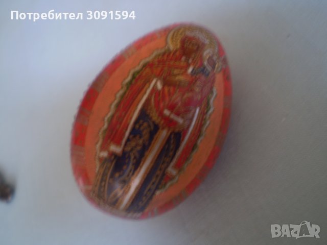 Руско ръчно рисувано дървено яйце, снимка 2 - Антикварни и старинни предмети - 36896457