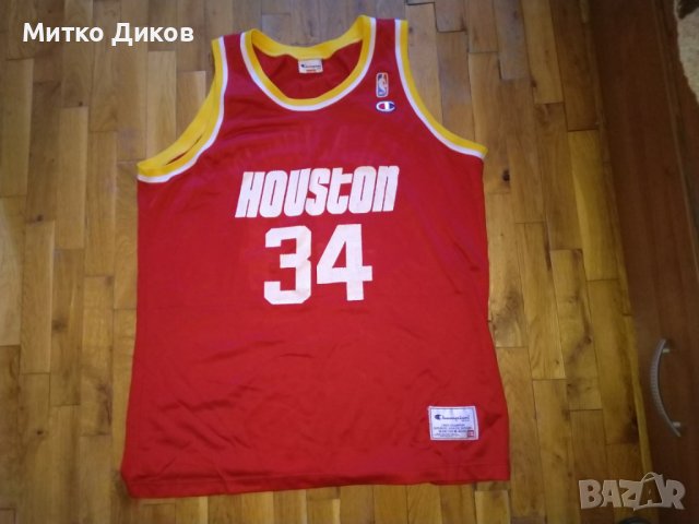 Hakeem Olajuwon Houston Rockets баскетболна тениска Шампион винтидж №34 размерХХЛ