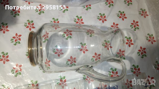 6 чаши стъклени с кана 1 литър за тази цена, снимка 3 - Чаши - 38673498