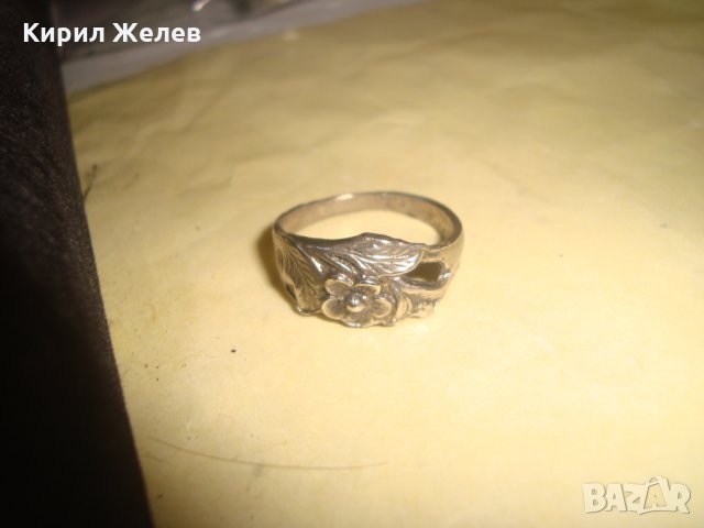 ПОСРЕБРЕН СТАР ВИНТИДЖ ФЛОРАЛЕН АРТ-ДЕКО НЕЖЕН ПРЪСТЕН 21644, снимка 3 - Антикварни и старинни предмети - 32552663