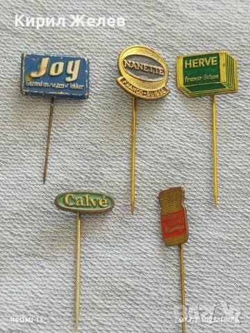 Пет значки стари редки HERVE,MANETTE,JOY за КОЛЕКЦИЯ ДЕКОРАЦИЯ 34960
