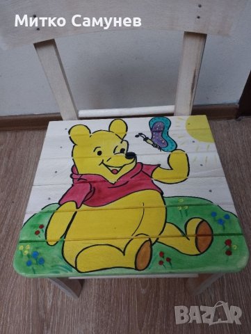 Рисувани дървени детски столчета, снимка 1 - Столове - 36334894