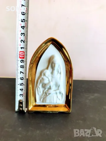 Страхотна Немска Порцеланова Икона Със Позлата, снимка 7 - Икони - 44290588