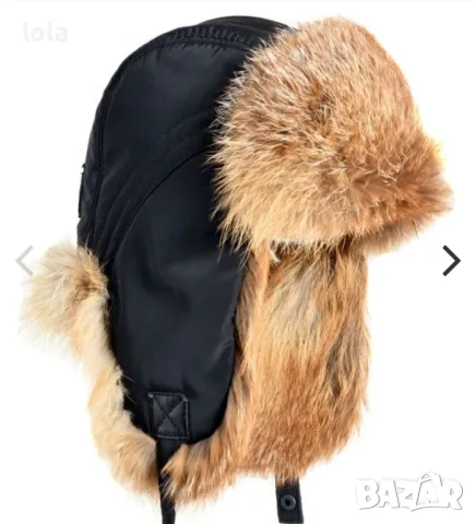 шапка ушанка с естествен косъм, снимка 3 - Шапки - 47480316