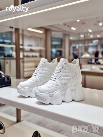 Кецове на платформа - бяла кожа , снимка 2 - Кецове - 53303025