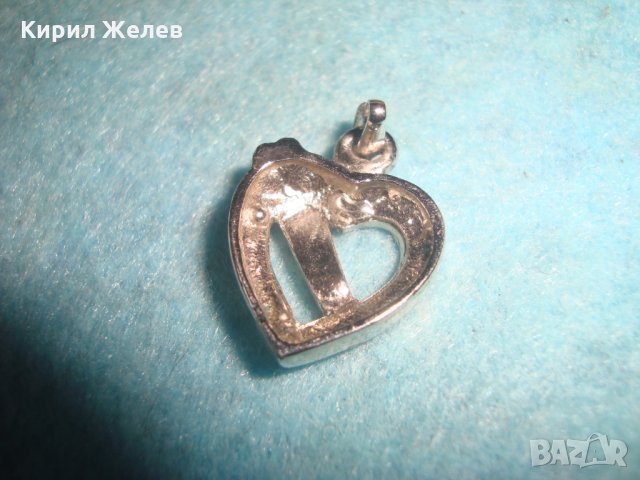 ПОСРЕБРЕНО СЪРЧИЦЕ ФРАНЦИЯ с ИНКРУСТИРАНИ ЦИРКОНЧЕТА АРТ ДЕКО МЕДАЛЬОН 27066, снимка 3 - Колиета, медальони, синджири - 35653817