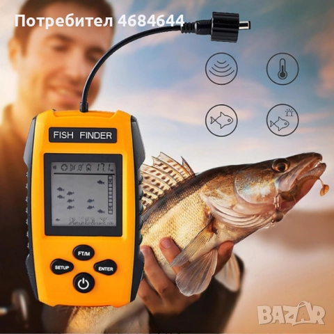 Преносим сонар за риболов с LCD екран и дълбочина до 100 м, снимка 6 - Екипировка - 52902631