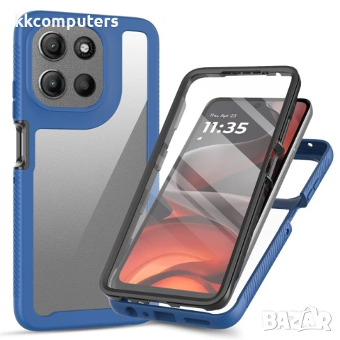 Прозрачен Калъф за Motorola Moto G56 5G - PC + TPU, Подсилени ъгли, 1.25mm Повдигнат Ръб, Вкл. PET П, снимка 2 - Калъфи, кейсове - 53510344