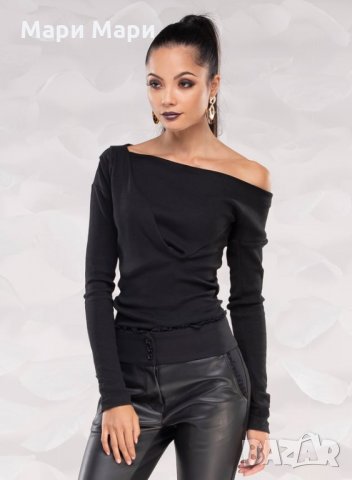 Блуза  от рипс в черно ХS, снимка 1 - Блузи с дълъг ръкав и пуловери - 27301937