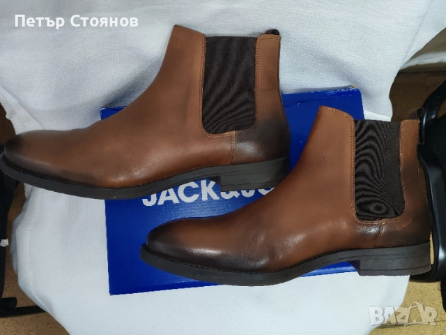 Удобни мъжки боти от естествена кожа Jack&Jones №46, снимка 8 - Мъжки боти - 51977571