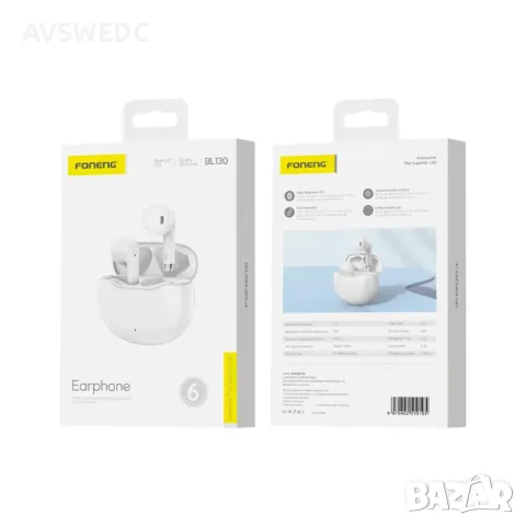 Безжични блутут слушалки FONENG BL130 бели, снимка 2 - Bluetooth слушалки - 48500697