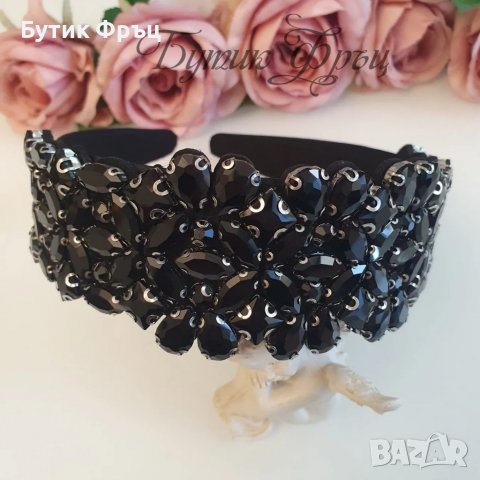 Диадема черни кристали Амира, снимка 3 - Аксесоари за коса - 39283863