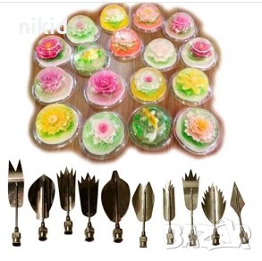 10 бр метални пера шприц + спринцовка за желиран десерт декорация и украса цветя 