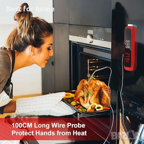 Цифров кухненски термометър за месо с 2 дълги сонди  и магнитен LCD дисплей, снимка 4 - Обзавеждане на кухня - 51804383