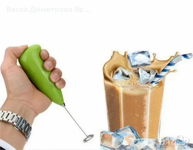 Миксер за фрапе Rosberg, Бъркалка 11 см., 2xAA батерий, Зелен, снимка 4 - Чопъри и пасатори - 47856685