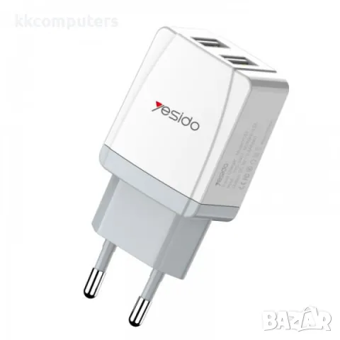 Зарядно/Адаптер 220V / Yesido YC21 / 2xUSB QC 3.0 / + кабел MicroUSB / Бял / Баркод : 456380, снимка 1 - Оригинални зарядни - 48490669