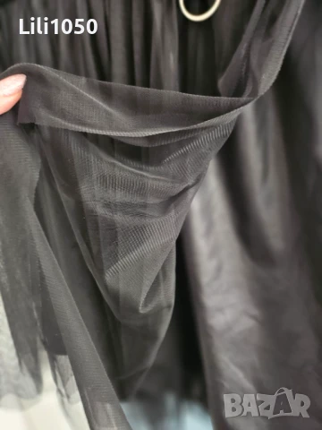 Черна РОКЛЯ  с тюл L/ XL, снимка 5 - Рокли - 50601355