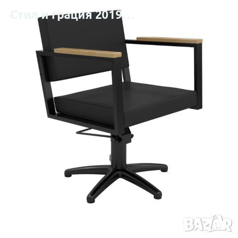 Фризьорски стол Ocean B - черен/кафяв, снимка 1