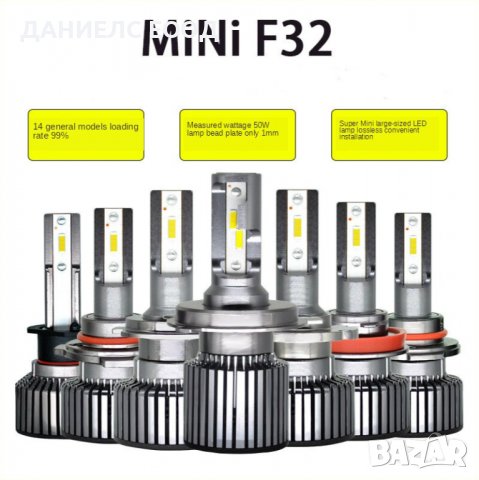 LED крушки за фарове R9 F32 mini H8,Н9,Н11 /50W-6000K-CANBUS , снимка 10 - Аксесоари и консумативи - 39013785