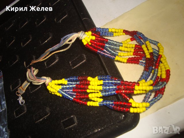 СТАРО МЪНИСТЕНО КОЛИЕ ОГЪРЛИЦА РЪЧНО НИЗАНИ ЦВЕТНИ МЪНИСТА 22834, снимка 2 - Колиета, медальони, синджири - 33434867