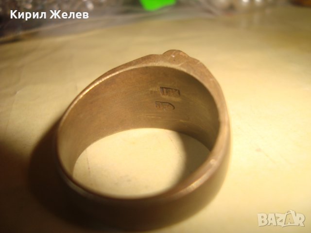 СТАР БРОНЗОВ ПРЪСТЕН с ПЕЧАТ 18К 750 ОРНАМЕНТИРАН РЯДКА МАЙСТОРСКА ИЗРАБОТКА 22967, снимка 5 - Антикварни и старинни предмети - 33434923