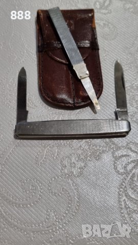 Антикварен джобен комплект, ножче Rostfrei и сребърна клечка за нокти 835 проба  ! 