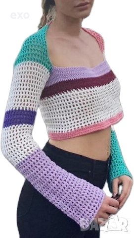 Ефектен пуловер, Къс пуловер, Секси къс топ, снимка 3 - Блузи с дълъг ръкав и пуловери - 42986508