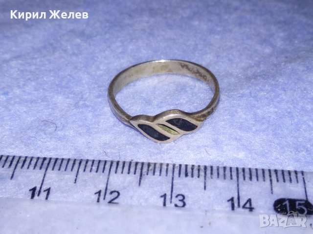 СТАР ЕМАЙЛИРАН СРЕБЪРЕН НЕЖЕН РЕТРО АРТ ПРЪСТЕН СРЕБРО 925 с ОКСИДАЦИЯ 36620