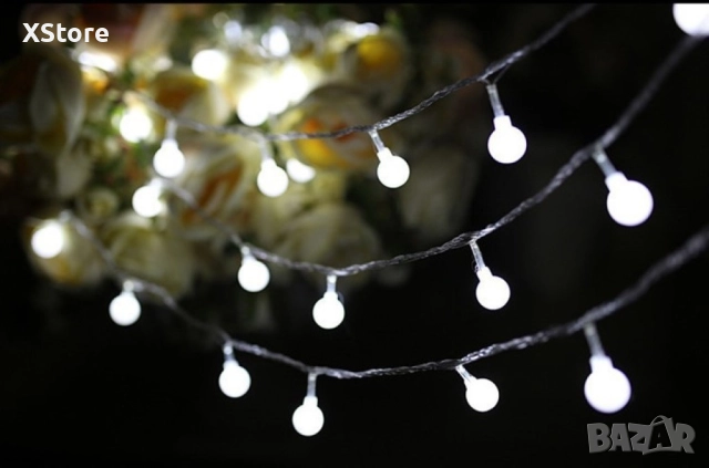 Соларно коледно LED осветление, 60 броя, 6 метра, снимка 8 - Соларни лампи - 52439766
