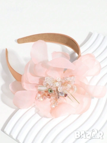 Диадема с голямо цвете в екрю или коралово, вдъхновена от Petite Fleur, снимка 2 - Аксесоари за коса - 45002213