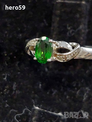 Дамски сребърен пръстен с диаманти , снимка 8 - Пръстени - 43959356