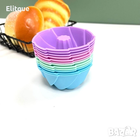 Комплект от 12 броя силиконови форми за мъфини, снимка 12 - Форми - 52897252