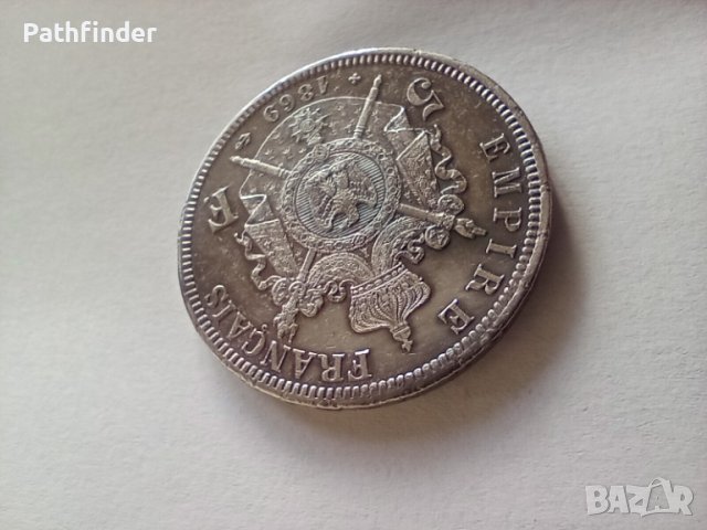 5 франка 1869 AU+ Франция , снимка 3 - Нумизматика и бонистика - 44876193
