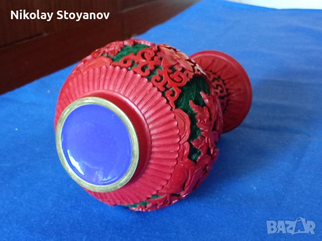 Китайска ваза от Цинобър, снимка 5 - Антикварни и старинни предмети - 53117852