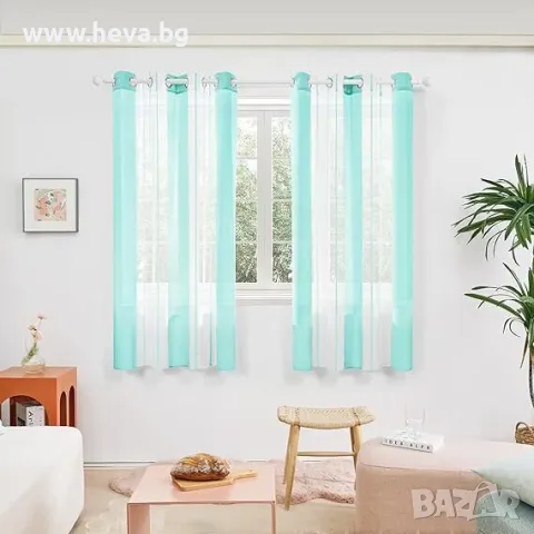 Комплект пердета с модерен раиран дизайн , снимка 2 - Пердета и завеси - 49086917