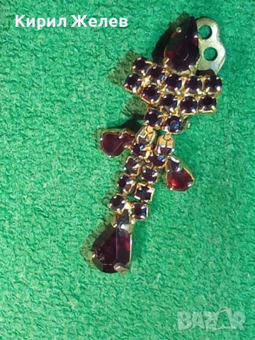 СТАРИННА СКЪПОЦЕННА РЕТРО ОБЕЦА КЛИПС с ПОЗЛАТА и ЮВЕЛИРНО ФАСЕТИРАНИ КАМЪНИ ГРАНАТ 29418