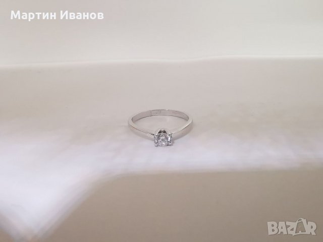 Златен пръстен годежен, бяло злато 1, снимка 7 - Пръстени - 34619930