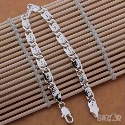 Сребърно синджирче и гривна, снимка 2 - Бижутерийни комплекти - 48549642